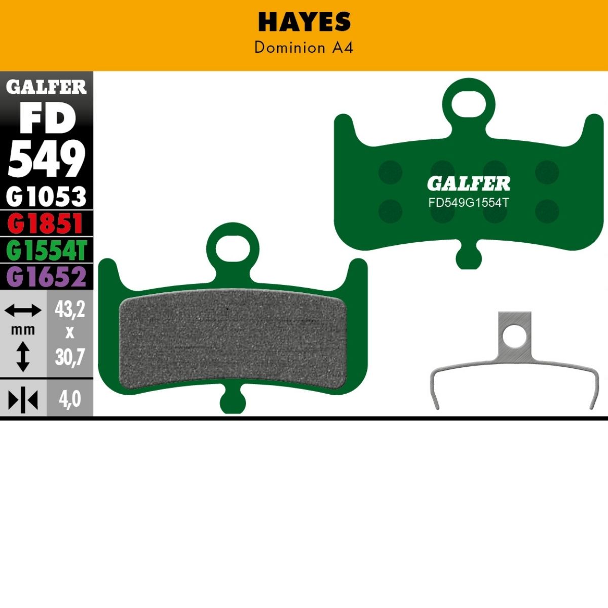 GALFER - BRAKE PADS - HAYES DOMINION A4