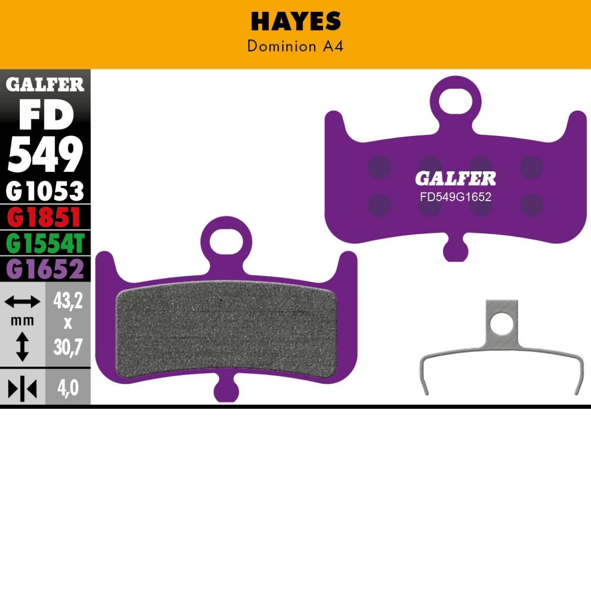 GALFER - BRAKE PADS - HAYES DOMINION A4