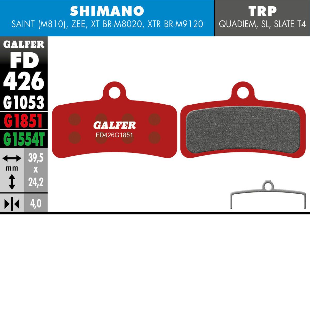 GALFER - BRAKE PADS - SHIMANO FOUR PISTON