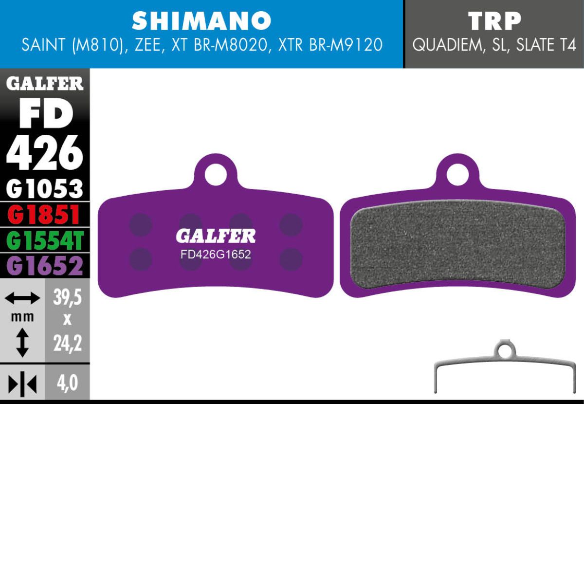 GALFER - BRAKE PADS - SHIMANO FOUR PISTON