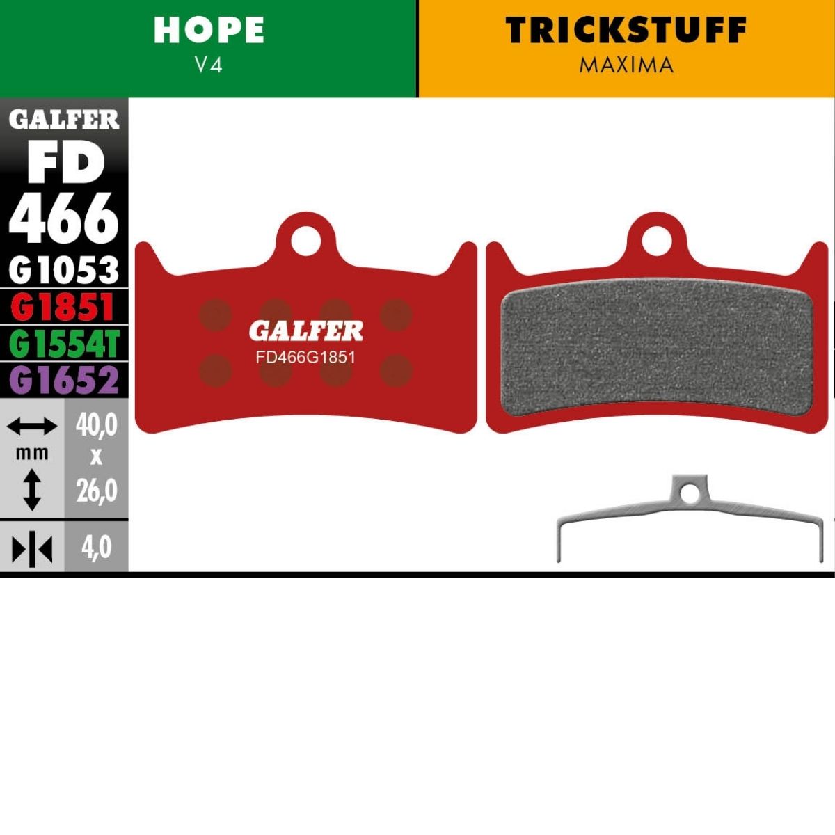 GALFER - BRAKE PADS - HOPE V4