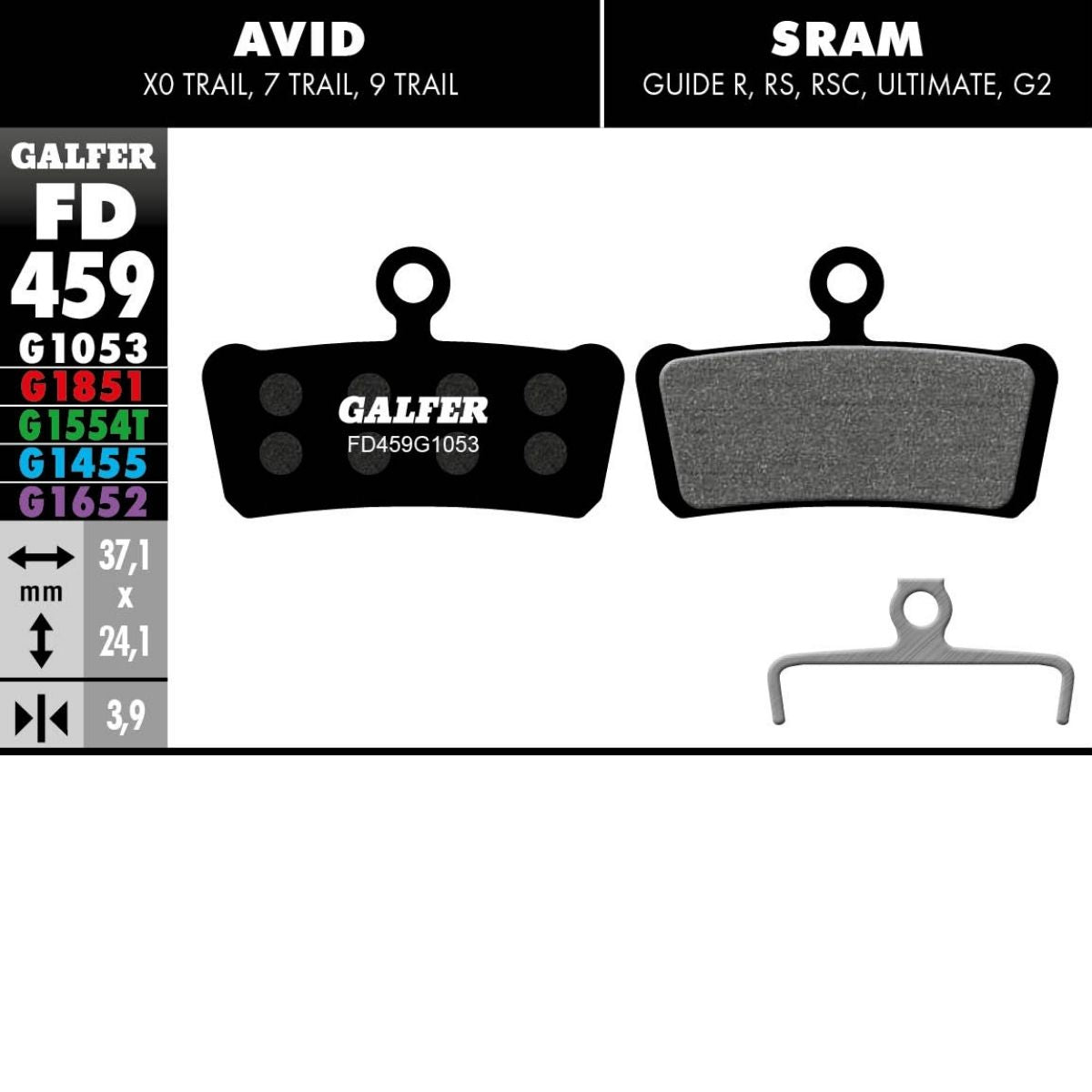 GALFER - BRAKE PADS - SRAM GUIDE / AVID X0 TRAIL