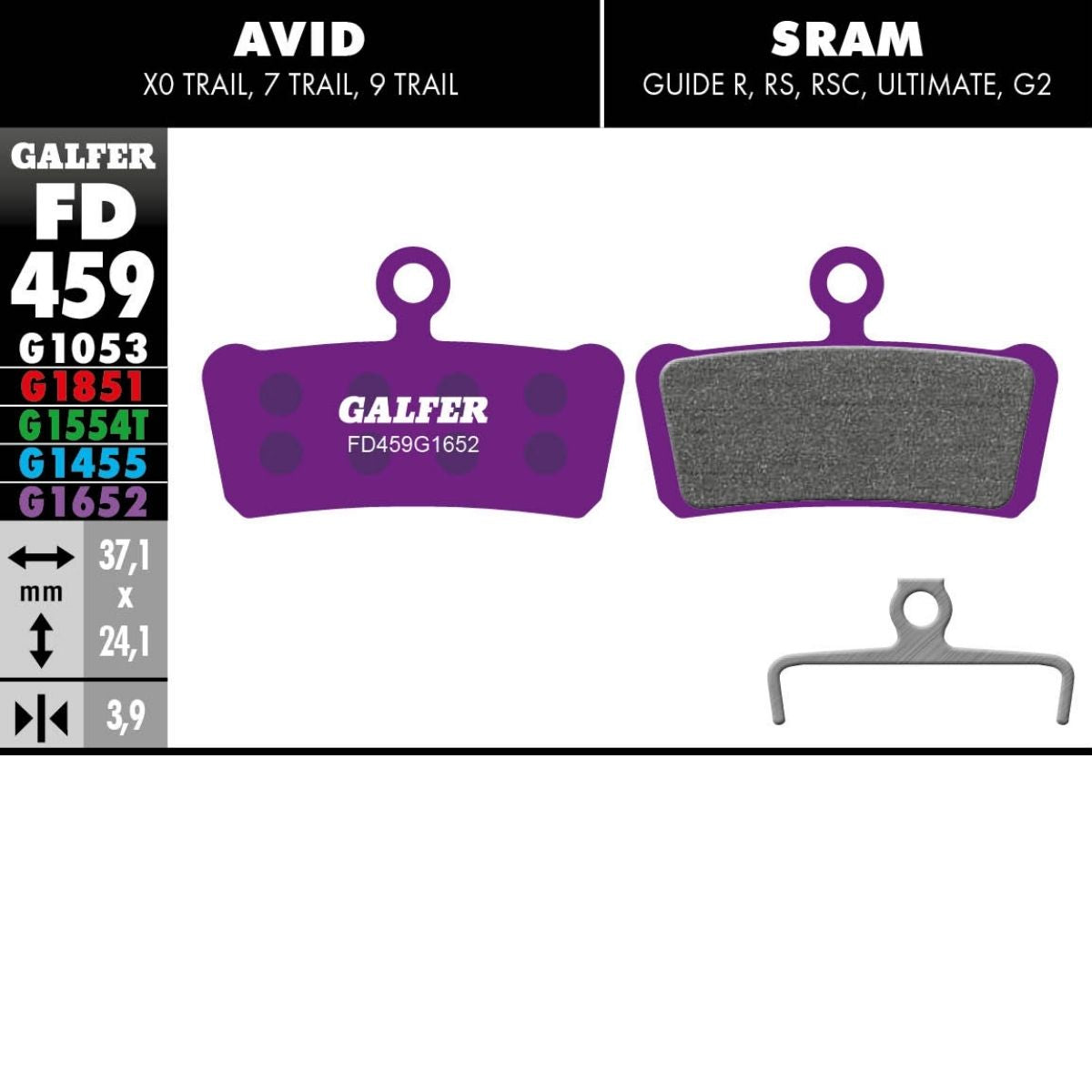 GALFER - BRAKE PADS - SRAM GUIDE / AVID X0 TRAIL