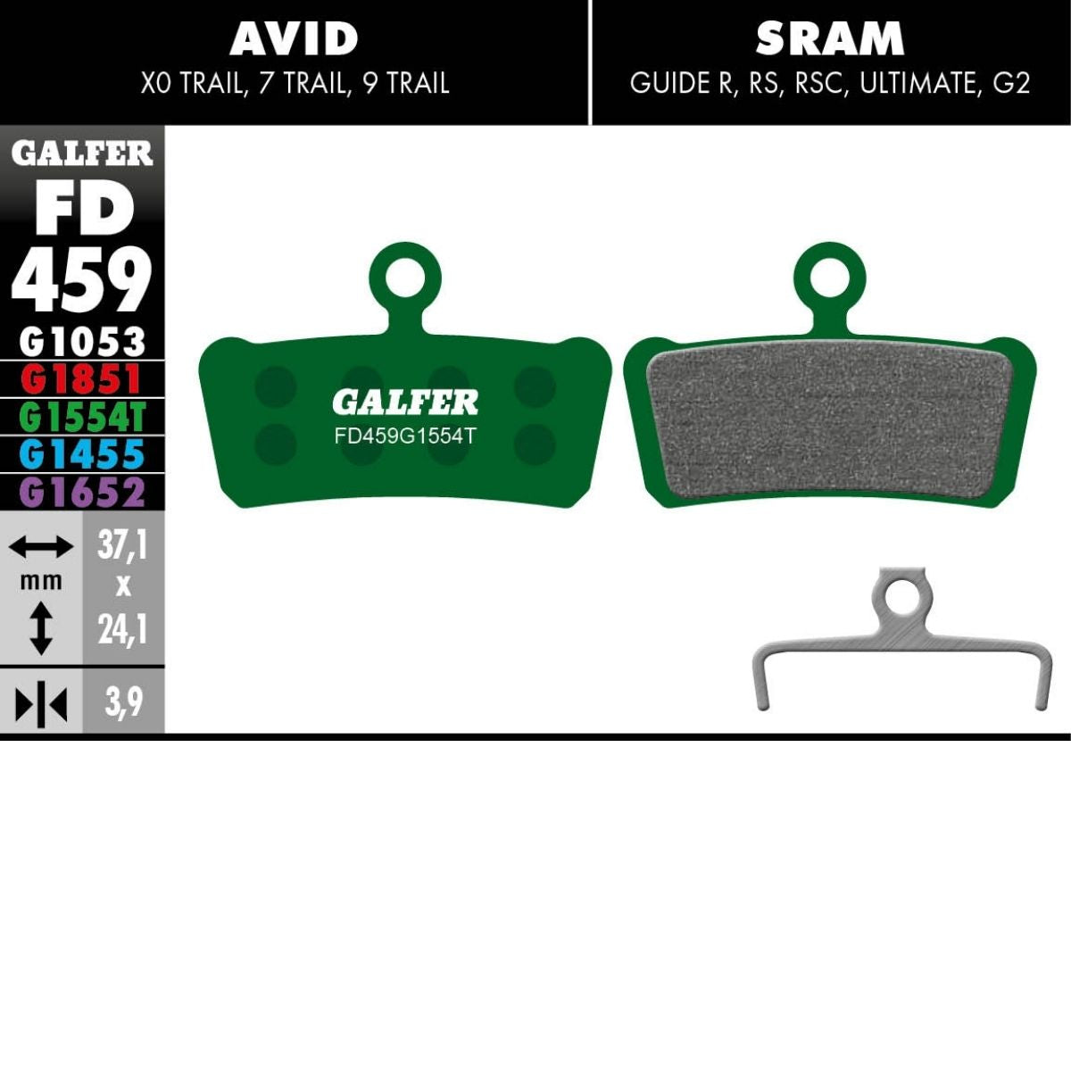 GALFER - BRAKE PADS - SRAM GUIDE / AVID X0 TRAIL