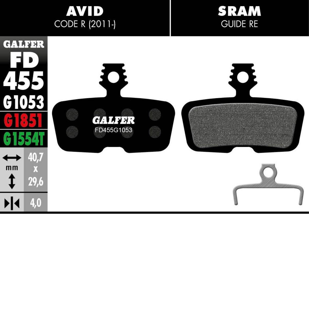 GALFER - BRAKE PADS - SRAM CODE