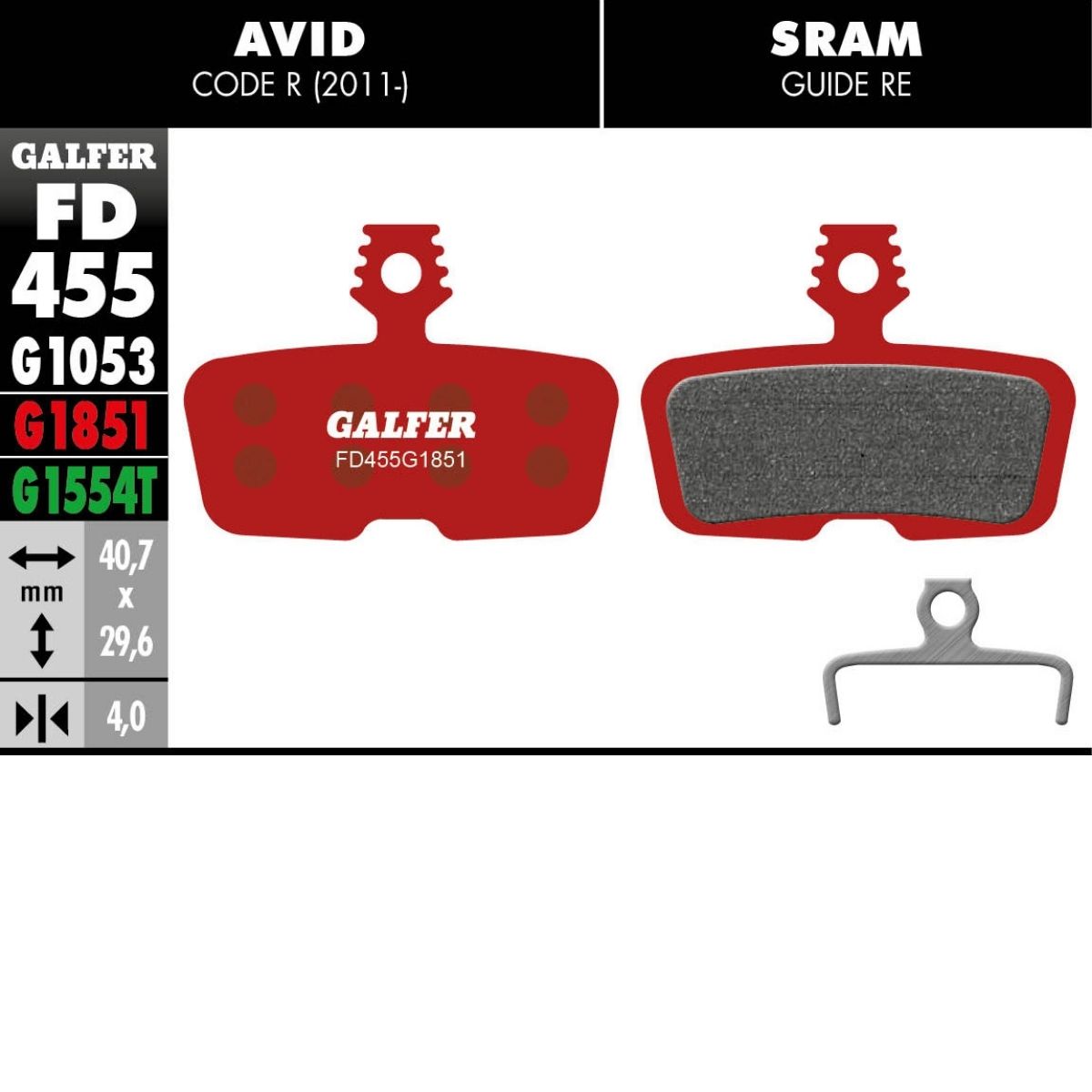 GALFER - BRAKE PADS - SRAM CODE