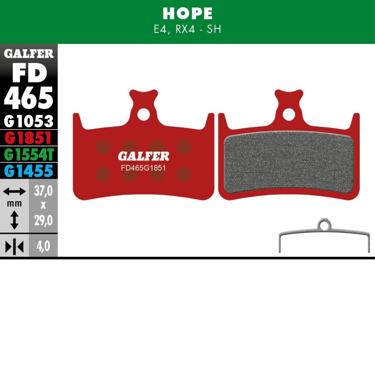 GALFER - BRAKE PADS - HOPE E4