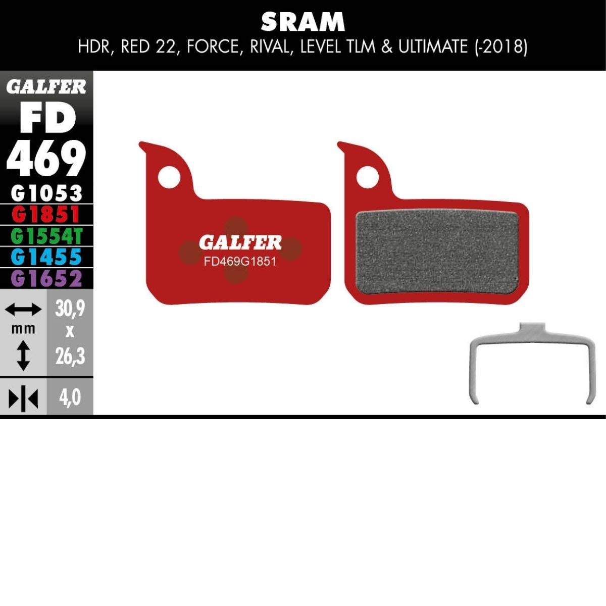 GALFER - BRAKE PADS - SRAM ROAD / LEVEL MONOBLOCK