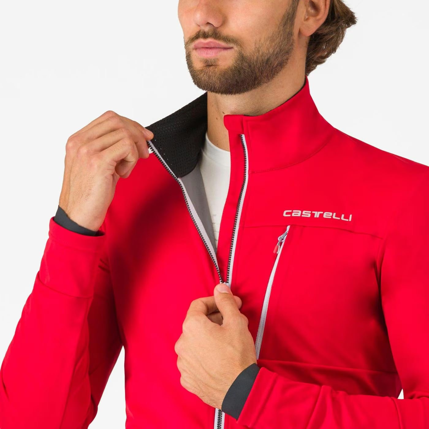 Castelli Go Jacket Men's Red/Silver Gray