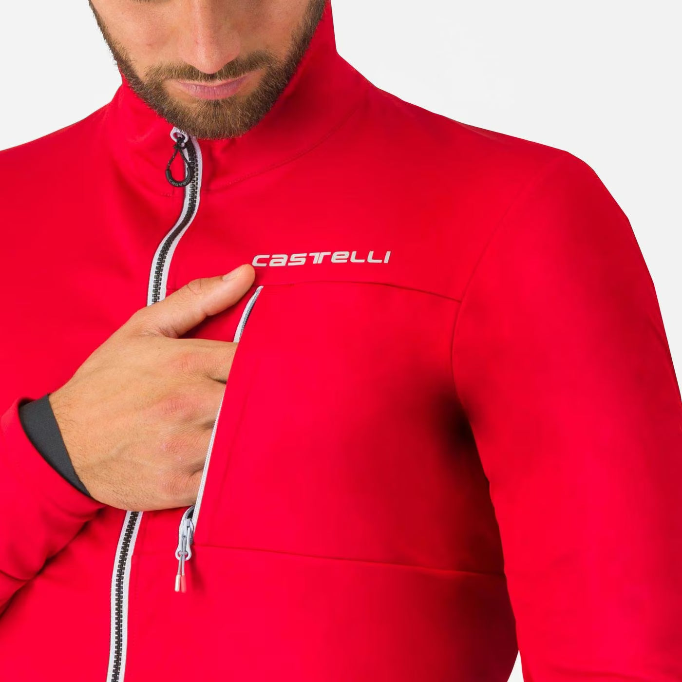 Castelli Go Jacket Men's Red/Silver Gray