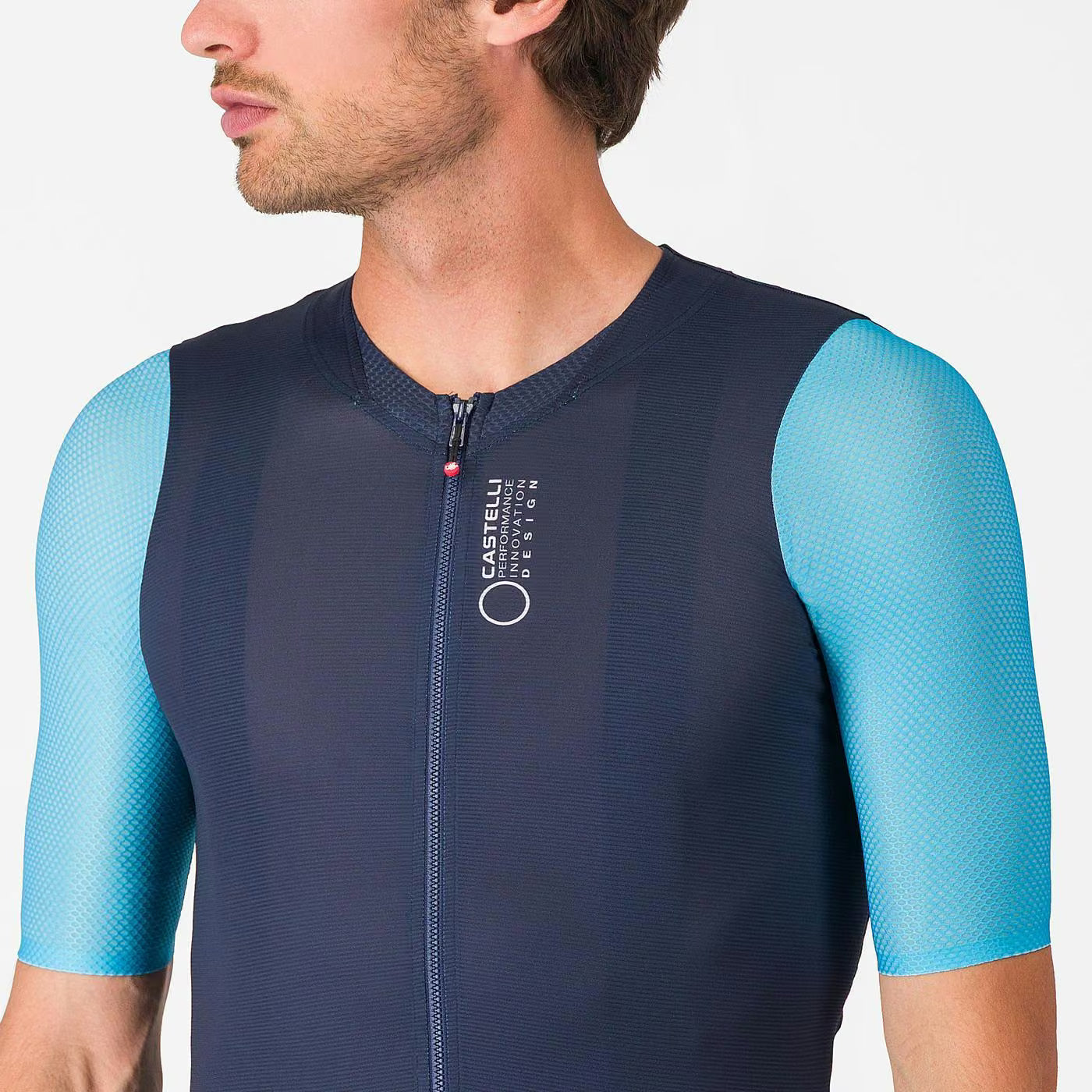 Castelli Corretto Jersey Men's Belgian Blue/Neon Cobalt-Whit
