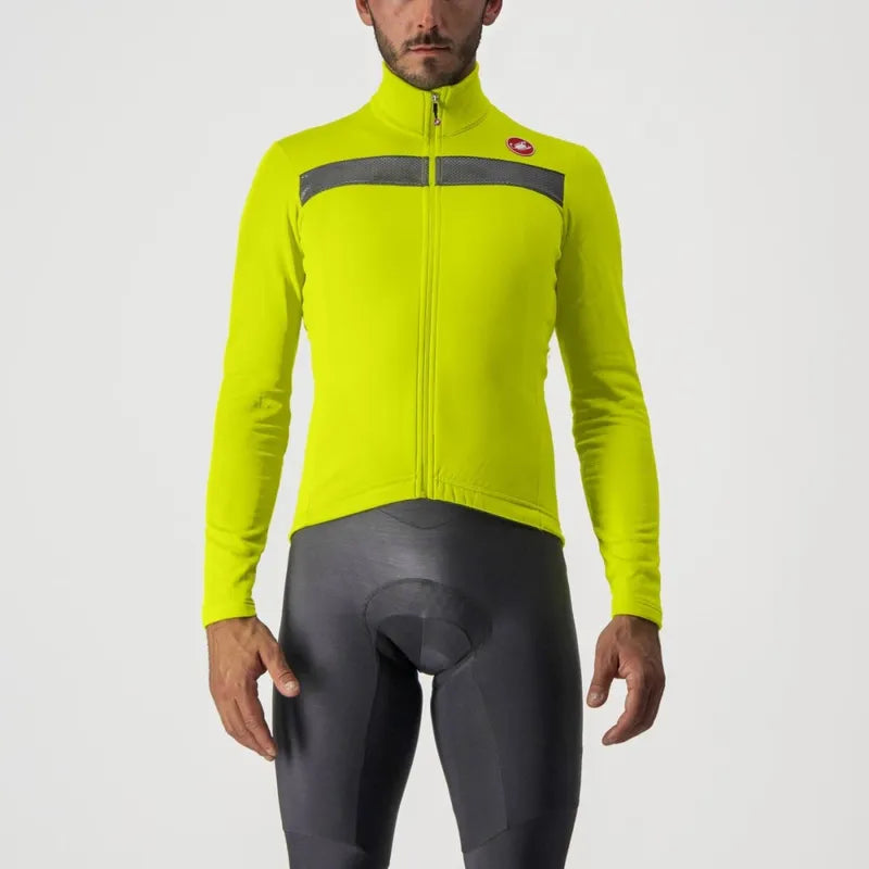 Castelli Puro 3 FZ Jersey Men's Electric Lime/Silver Reflex